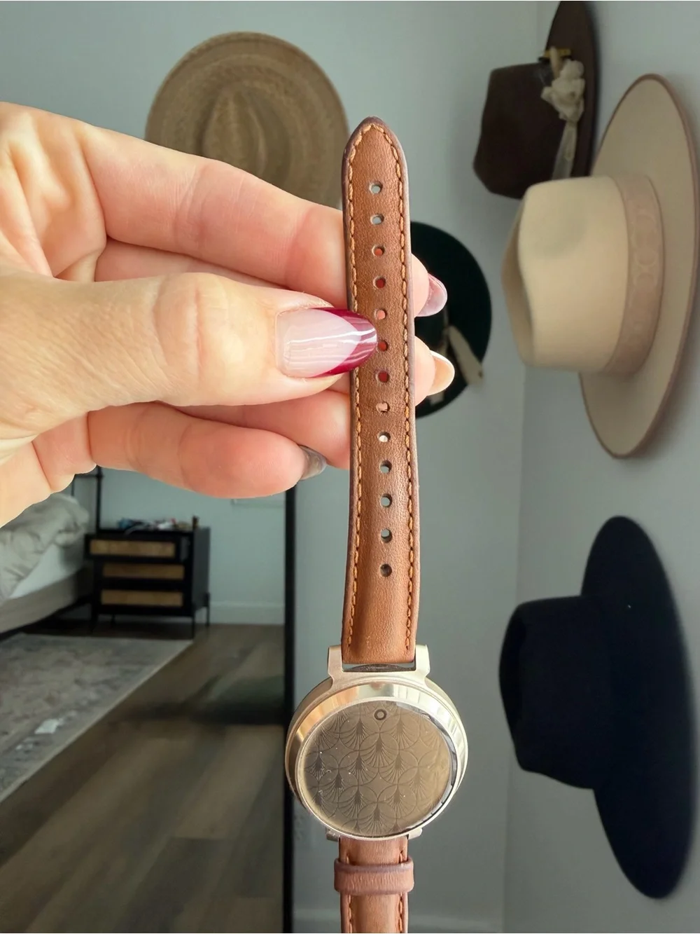 Garmin Lily 2 with brown leather band
